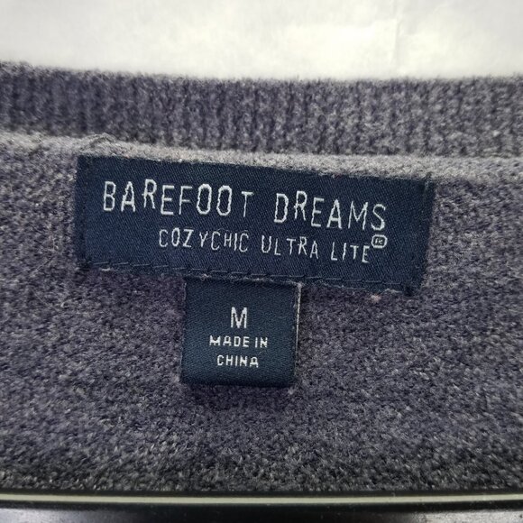 Barefoot Dreams Sweater M CozyChic Ultra Lite Slouchy Pullover Lounge Grey Purpl - Picture 8 of 13